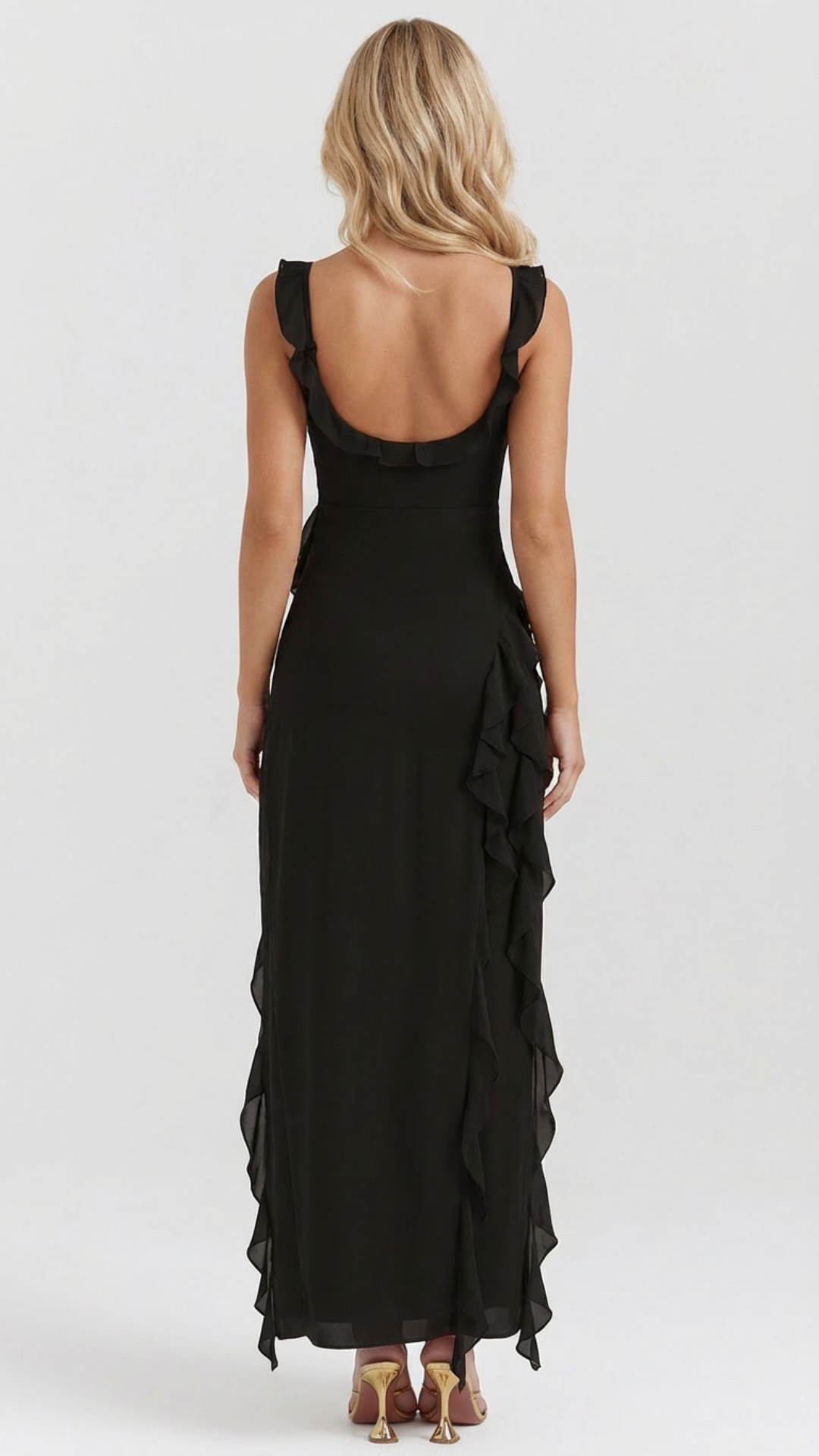 One-Shoulder Ruffle Wedding Guest Maxi Dress