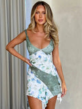 Printed Strap Contrast Mini Dress