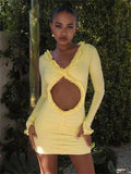 Hollow-Out Ruffled Mini Dress