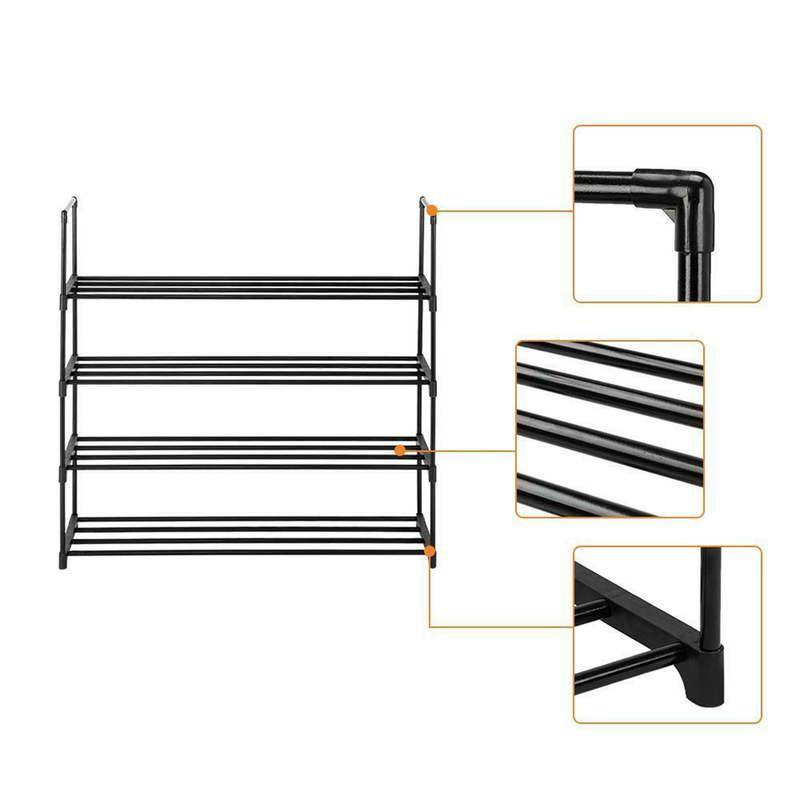 4 Tiers Shoe Rack | Light Weight, 20 Pairs, Iron Tubes