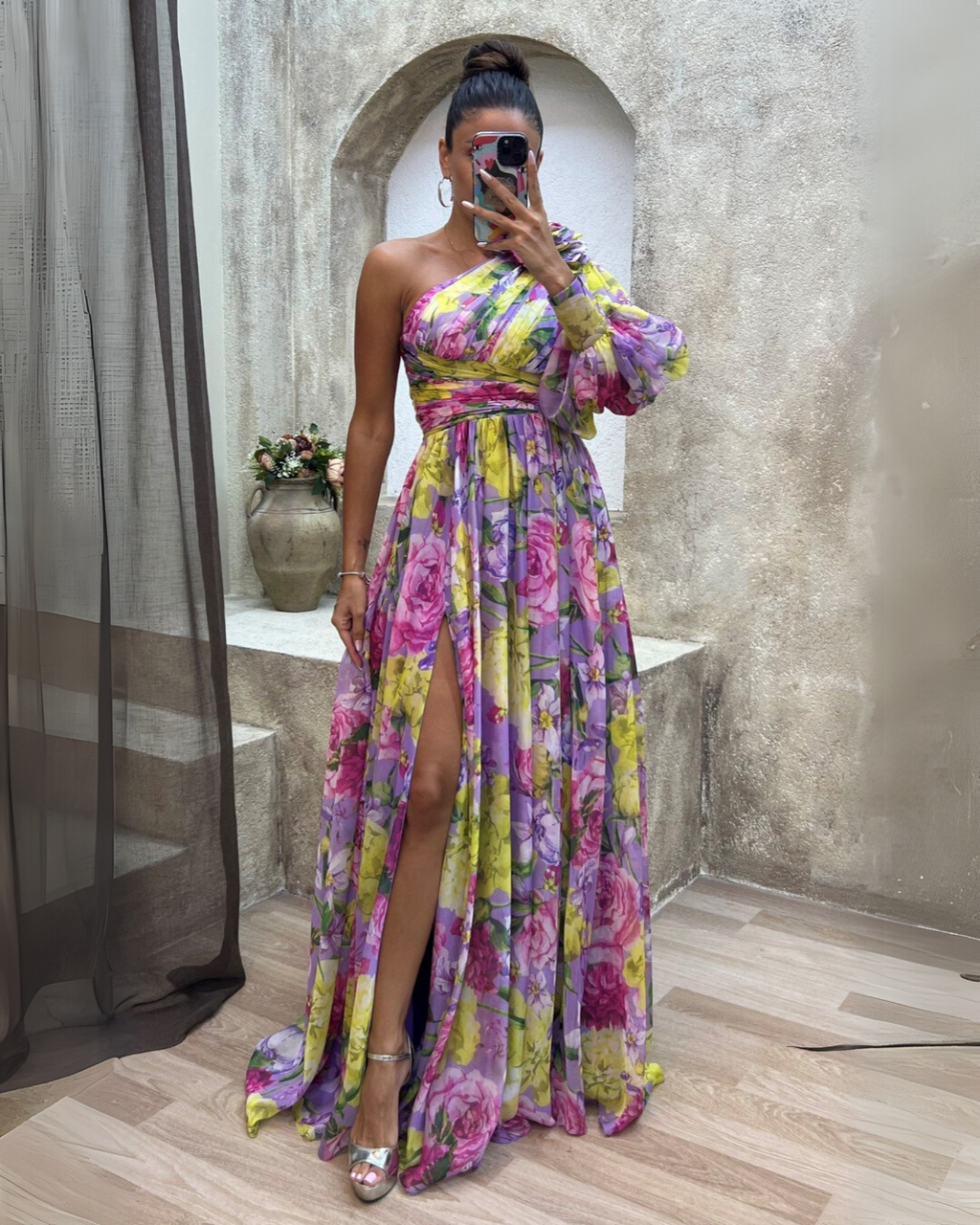 Mabel | Elegant Flowy Shoulder Dress for Summer Events