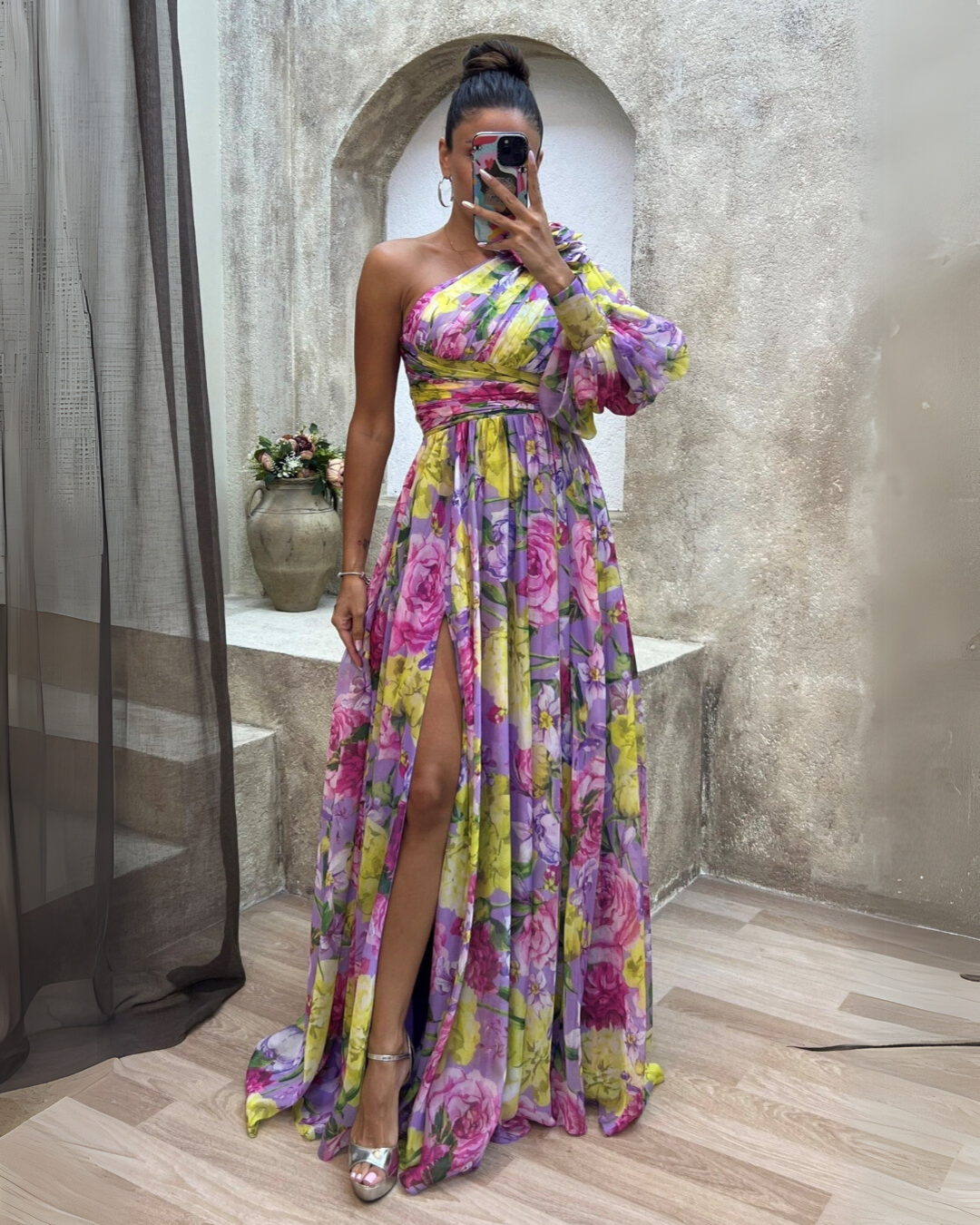 Mabel | Elegant Flowy Shoulder Dress for Summer Events