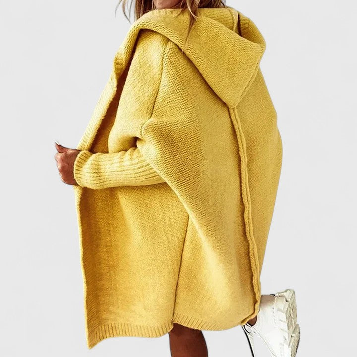 Rosalynne | Women's Oversized Hooded Knit Cardigan, Longline Open-Front Ribbed – Casual Layering