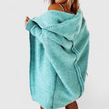 Rosalynne | Women's Oversized Hooded Knit Cardigan, Longline Open-Front Ribbed – Casual Layering