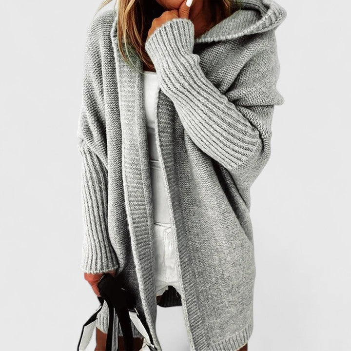 Rosalynne | Women's Oversized Hooded Knit Cardigan, Longline Open-Front Ribbed – Casual Layering