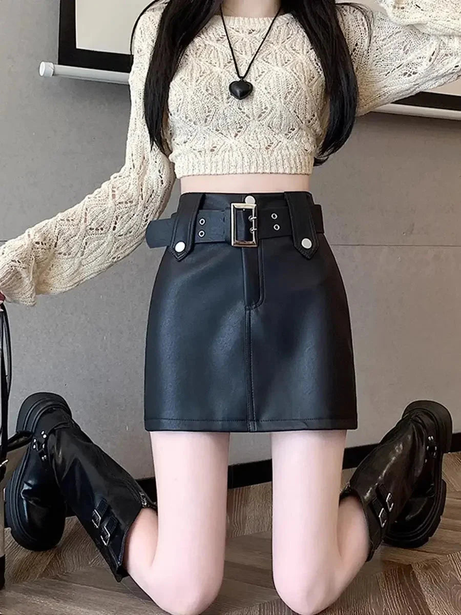 Leather High Waist Gothic Skirt