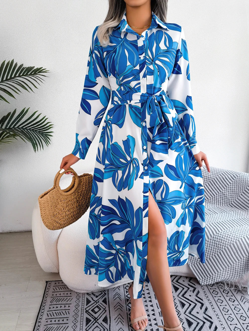Bohemian Seaside Vacation Flowered Tunic Dress