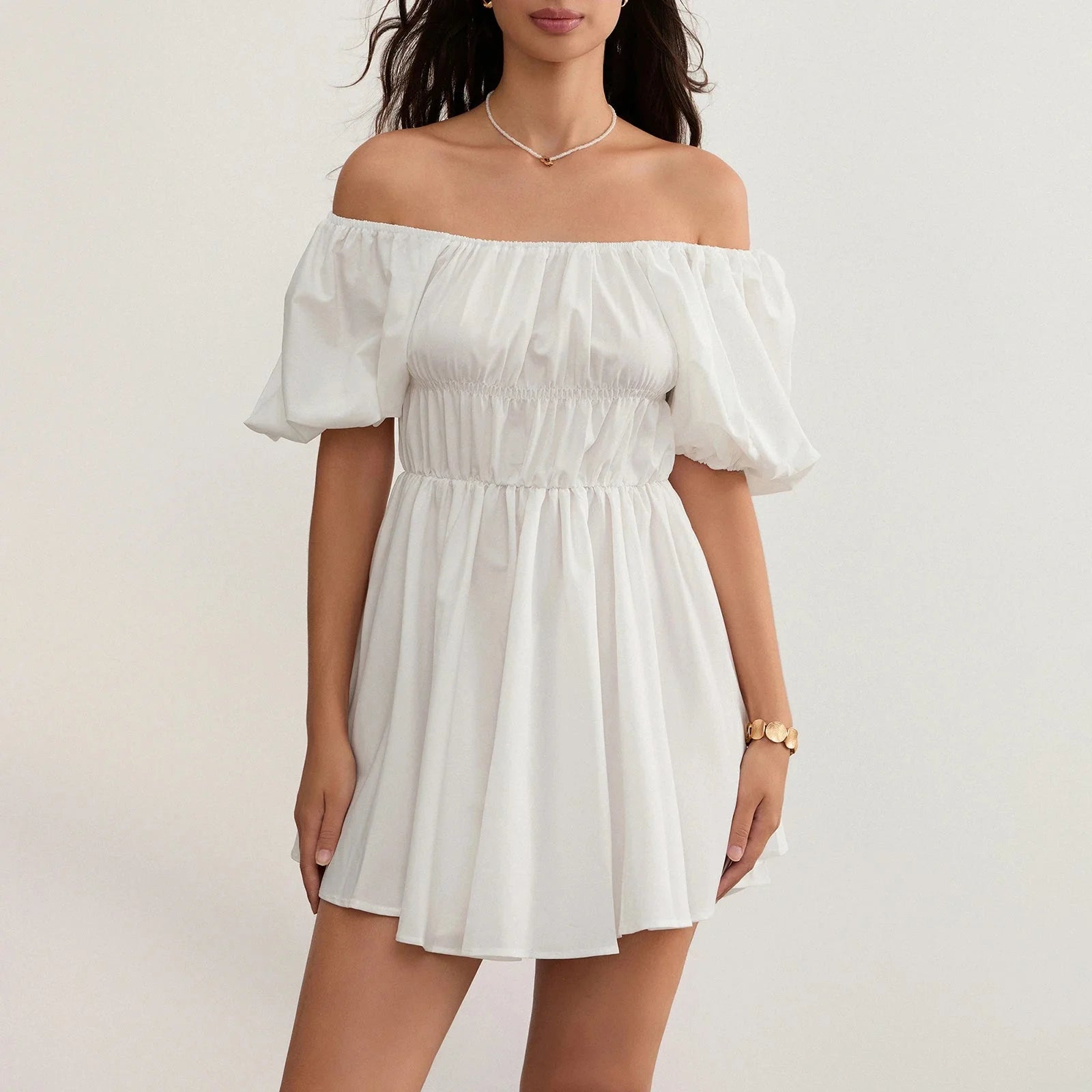 Puff Sleeve Off-Shoulder Mini Dress