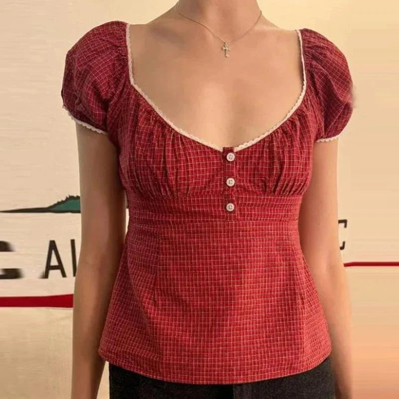 Vintage Square Collar Milkmaid Crop Top