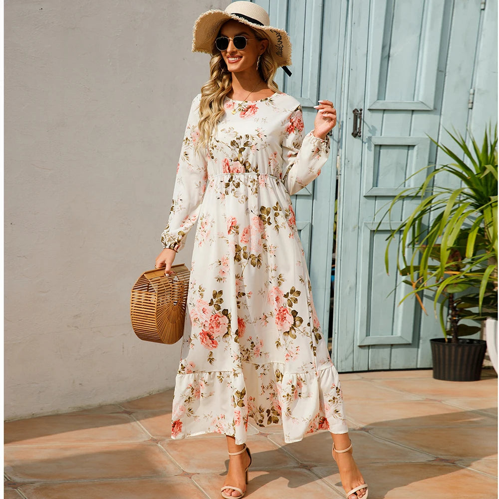 Free-spirited Women’s Chiffon Floral Maxi Dress