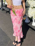Floral Chiffon Low Waist Casual Retro Skirt