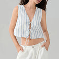 Tie Knot Striped Bandage Crop Top