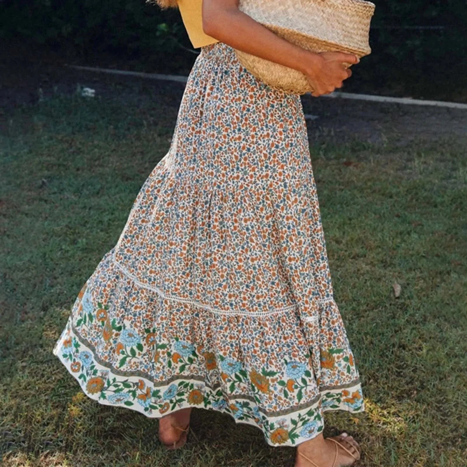 Bohemian Lace High Waist Slim Floral Skirt