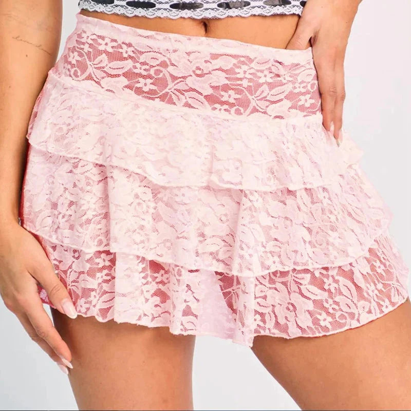 Multi-Layer Floral Tiered Skirt