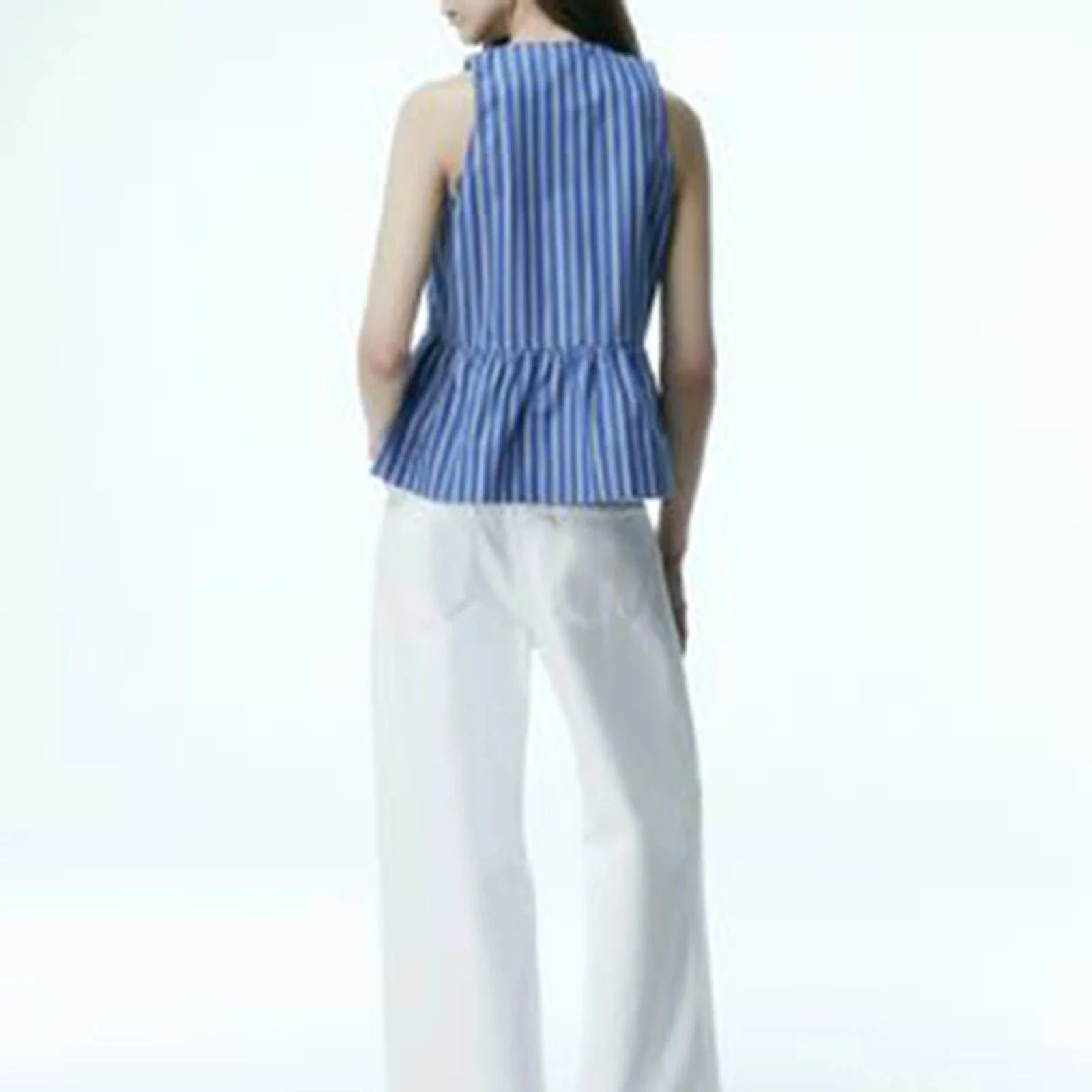 Striped Tie-Up Hollow Crop Top