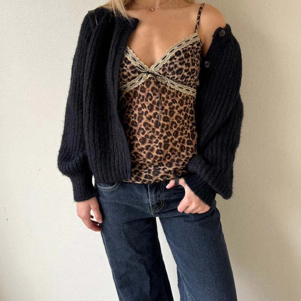 Coquette Leopand Lace Crop Top