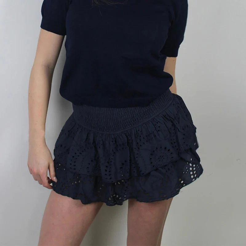 Smocked Boho Beach Ruffle Skirt