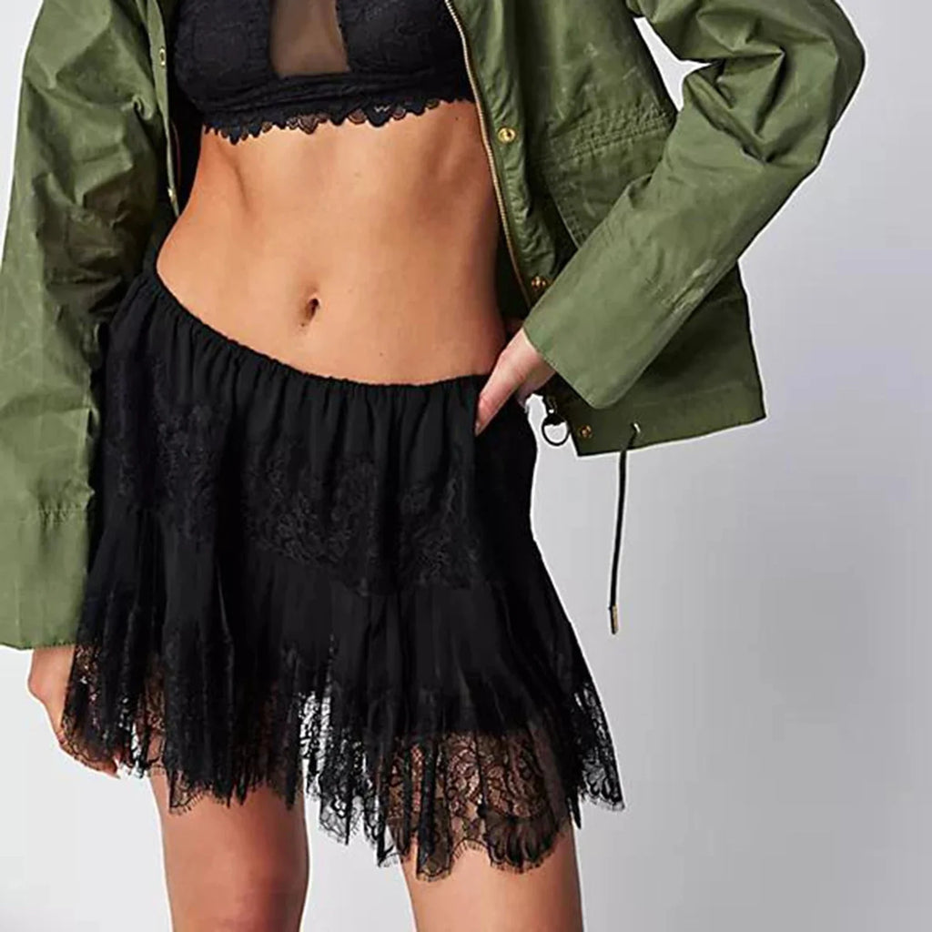 Floral Lace Tiered Slip Skirt