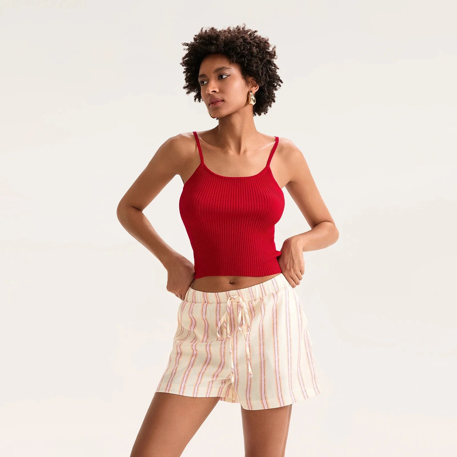 Striped Drawstring Pocket Short