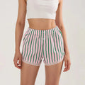 Striped Button Lace Trim Short