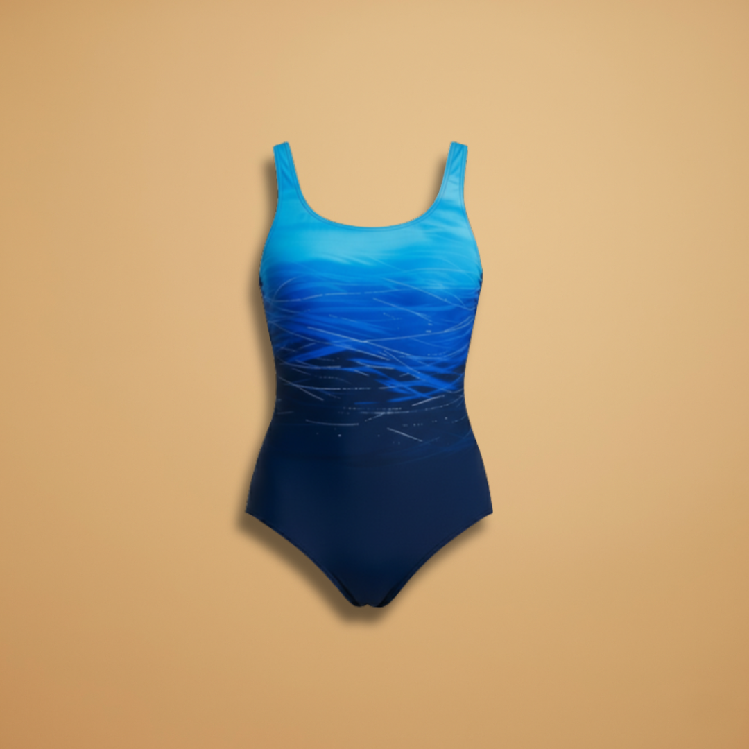 Ombre Print Scoop Neck Racerback Tummy Control One Piece Swimsuit