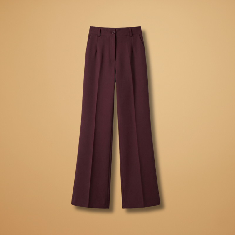High Waist Pressed Crease Tailored Wide Leg Pant