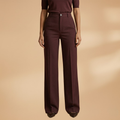 High Waist Pressed Crease Tailored Wide Leg Pant