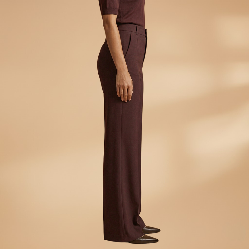 High Waist Pressed Crease Tailored Wide Leg Pant