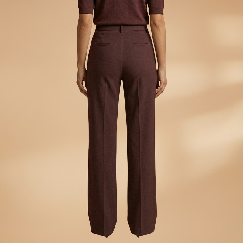 High Waist Pressed Crease Tailored Wide Leg Pant