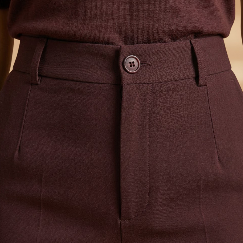 High Waist Pressed Crease Tailored Wide Leg Pant