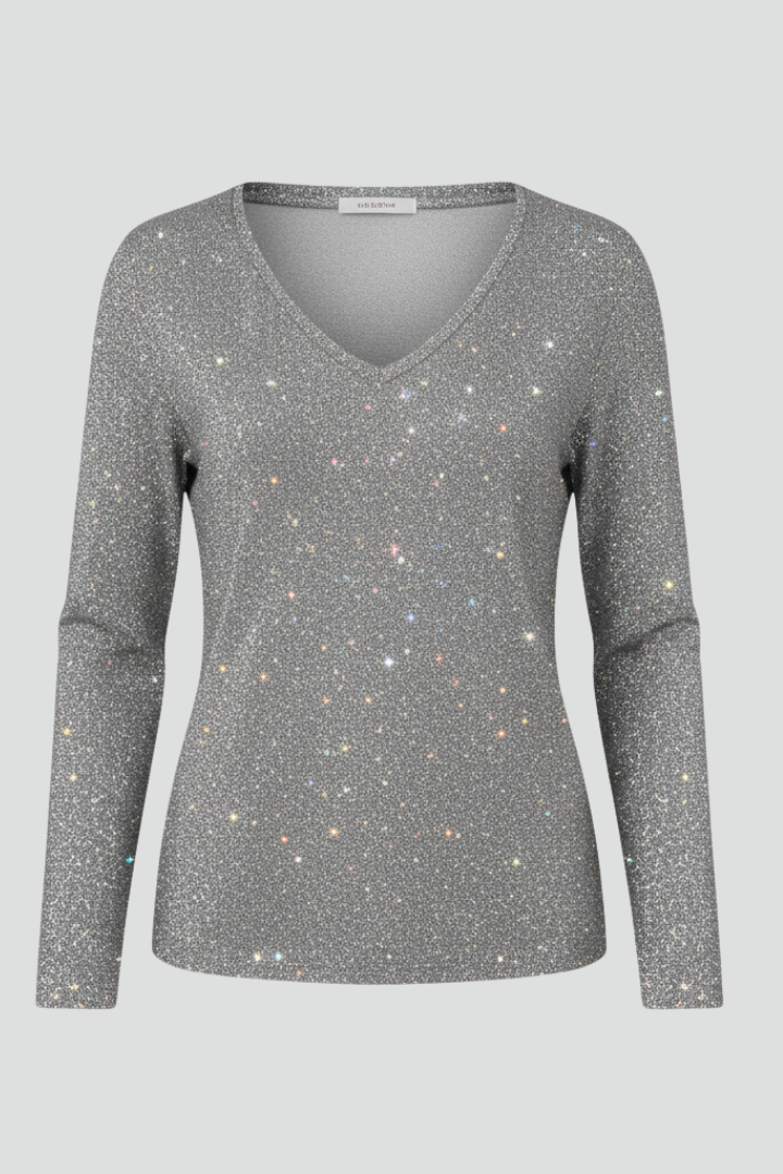 Samantha | Women's Sequin V-Neck Sweater with Long Sleeves