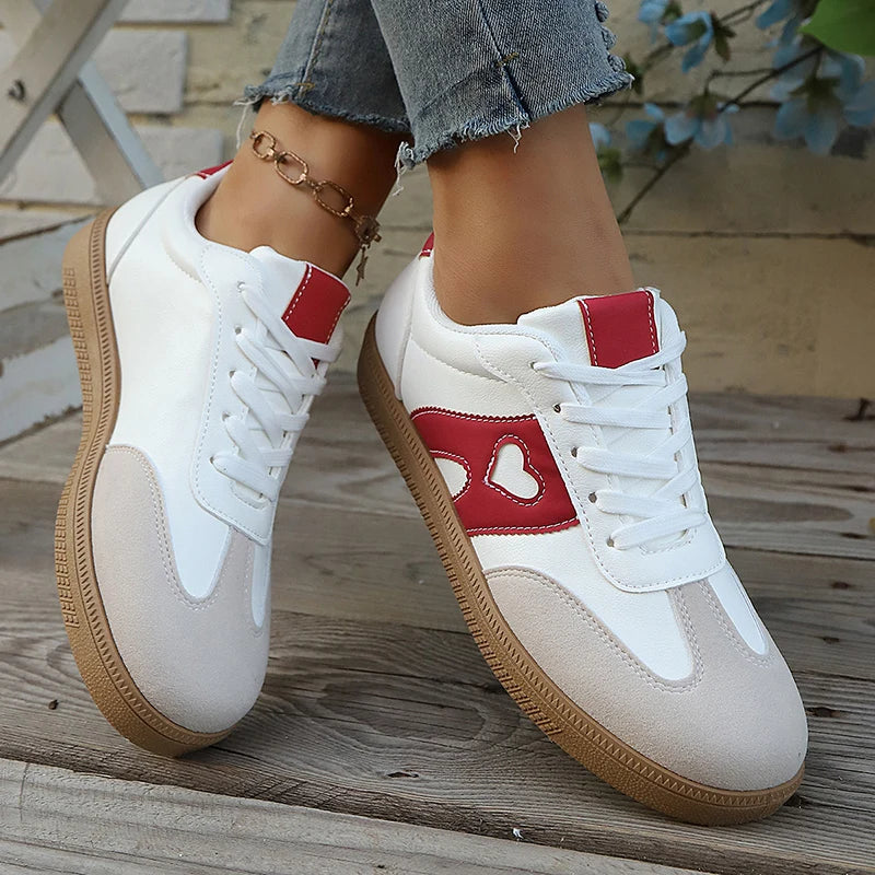Heart Cutout Panelled Gum Sole Lace Up Casual Sneaker