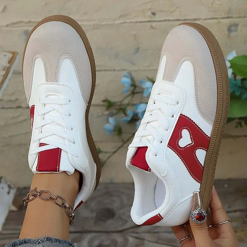 Heart Cutout Panelled Gum Sole Lace Up Casual Sneaker