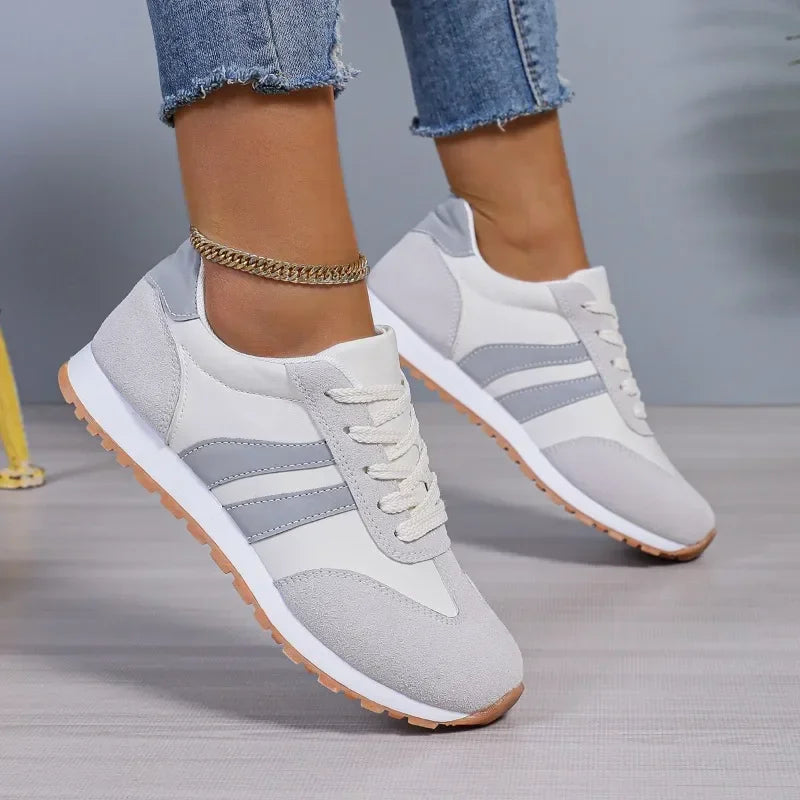 Retro Stripe Colourblock Lace Up Casual Sneakers