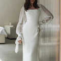 Square Neck Bishop Sleeve Homecoming Maxi Dress