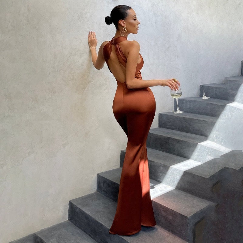 Asymmetric Halter Mermaid Homecoming Dress