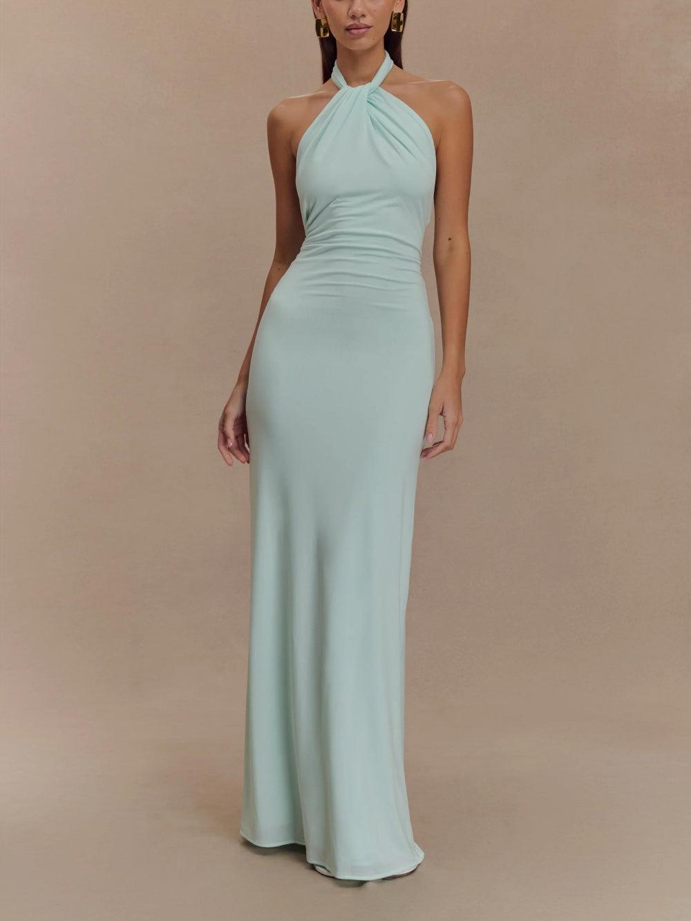 Twist Halter Open Back Homecoming Dress