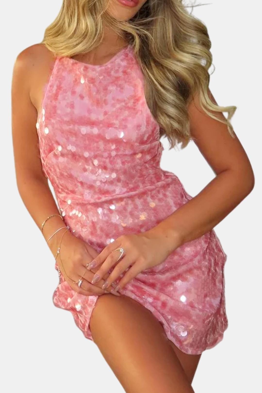 Sequin Halter Bodycon Homecoming Dress