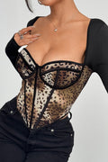 Leopard print mesh corset bodice top from Hicosy