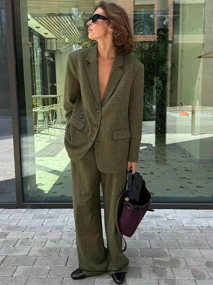Collar blouse and loose pants office two-piece set from Hicosy