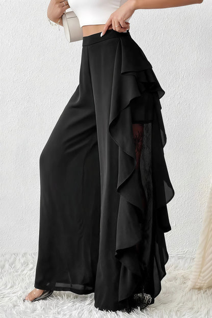 Irregular Split Lace Wide Leg Pants