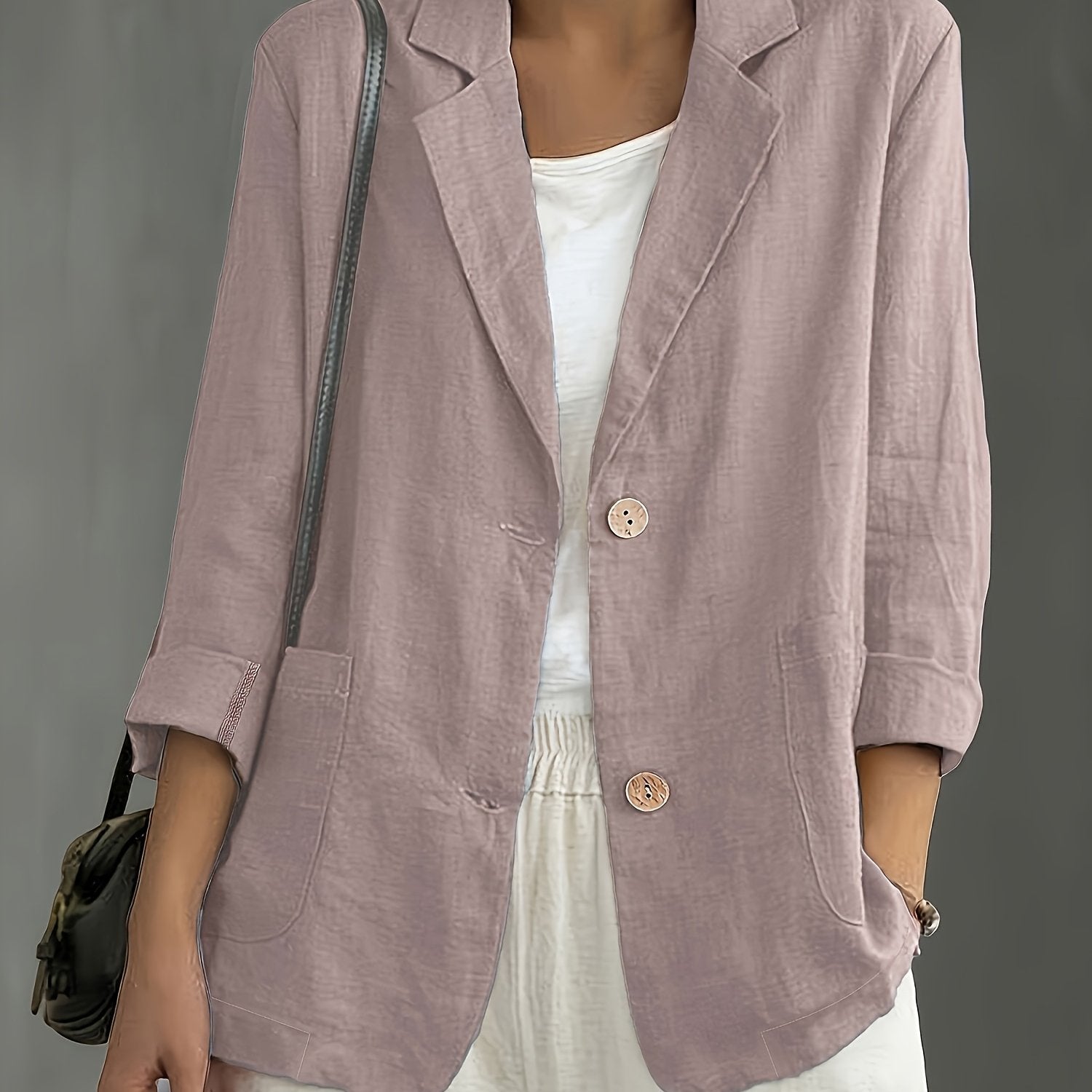 Tailored Linen Blazer with Patch Pockets for Casual Style