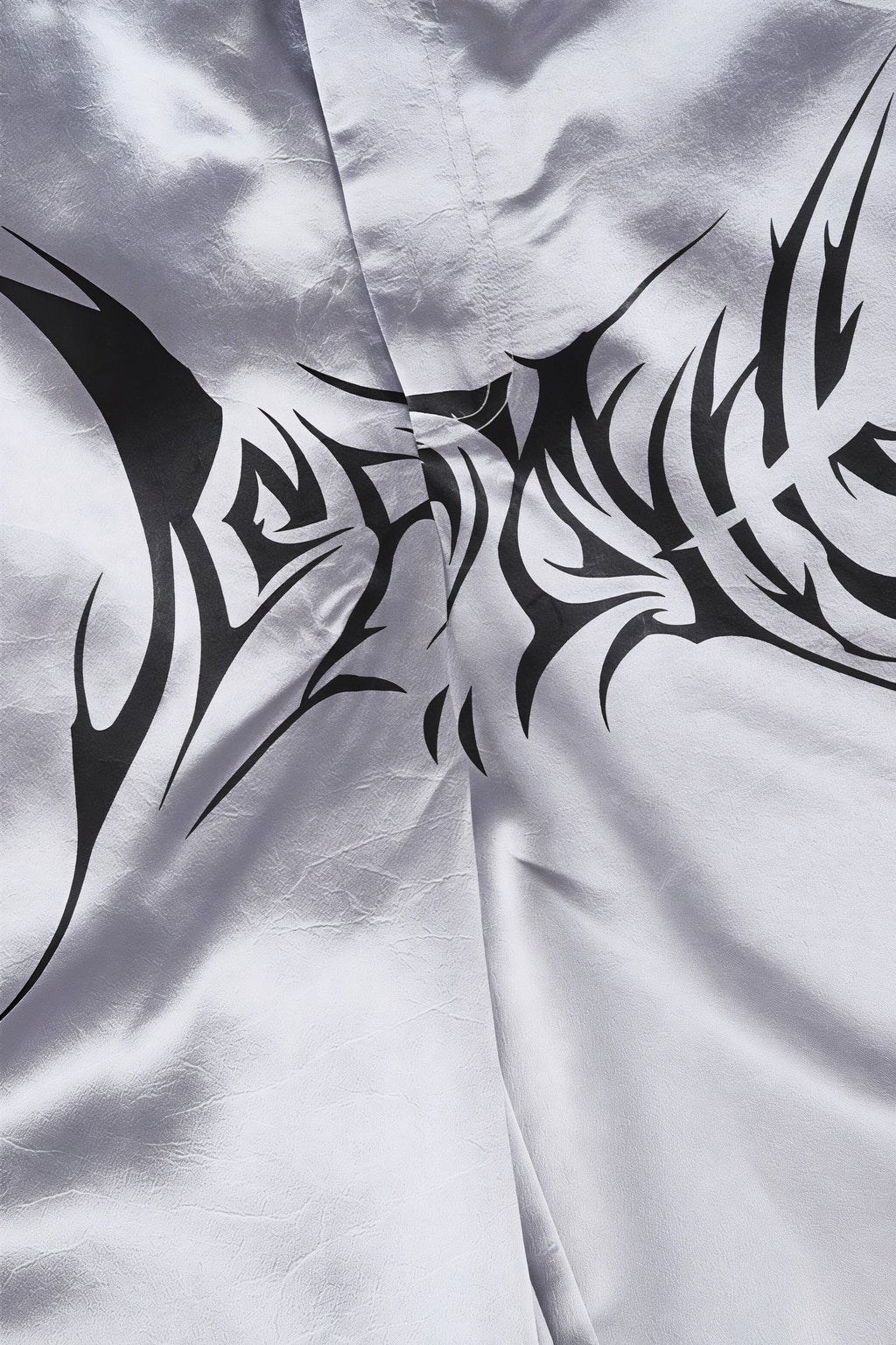 Letter Print Contrast Satin Straight Leg Pants