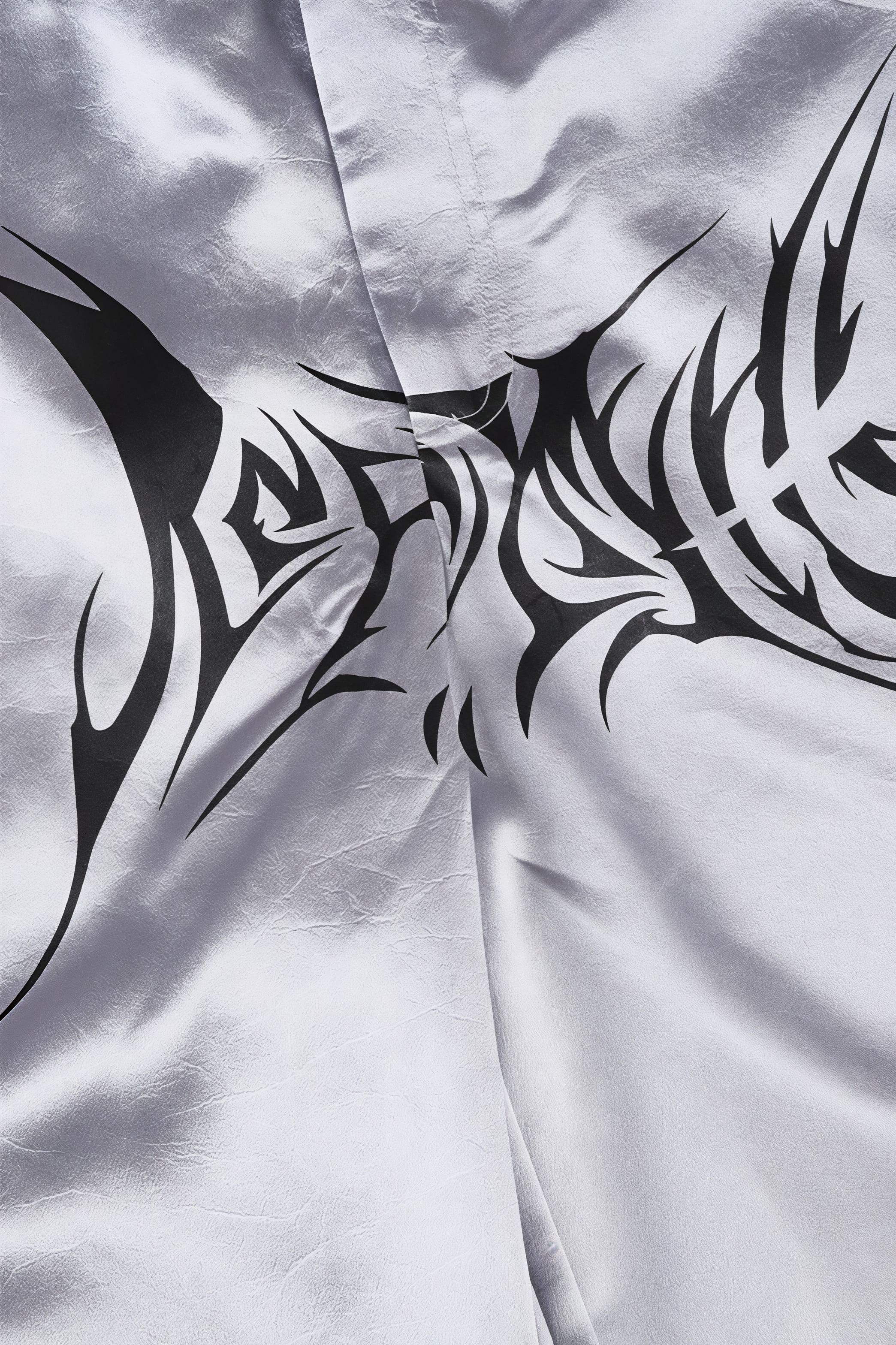 Letter Print Contrast Satin Straight Leg Pants