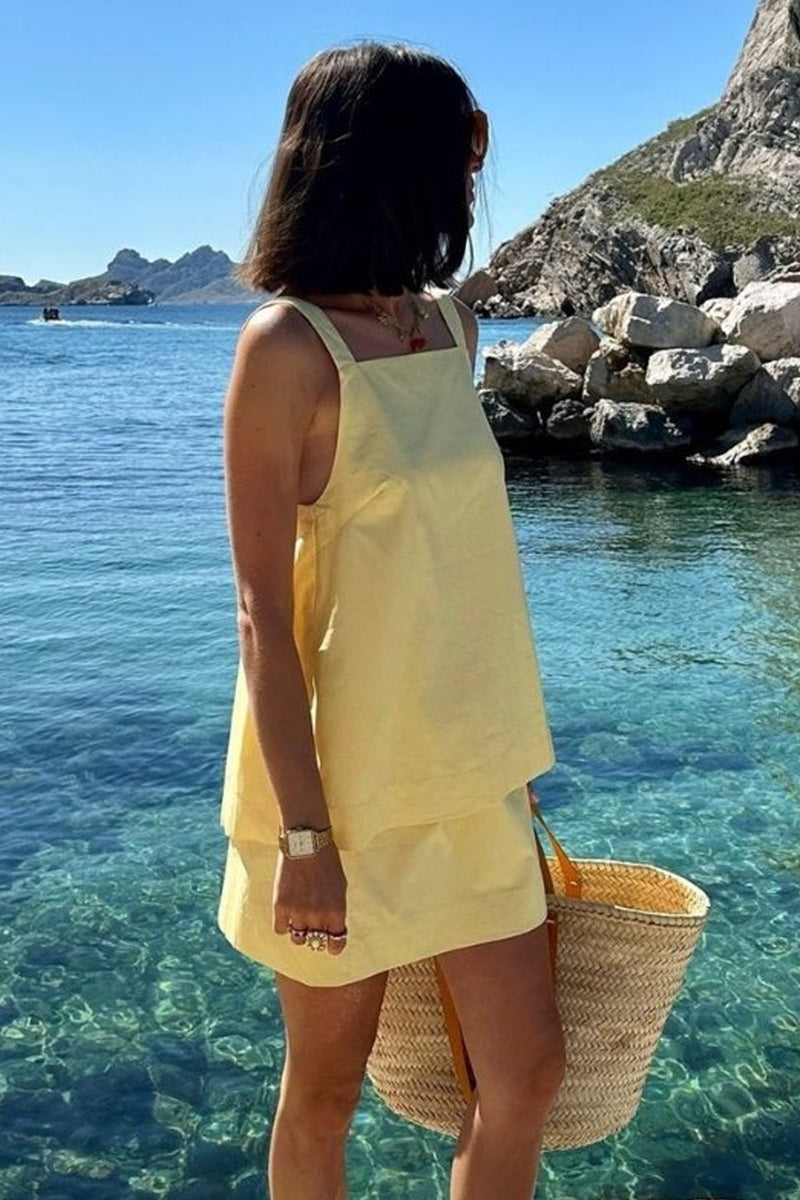 Off Shoulder Cami Tie Back Two Piece Set