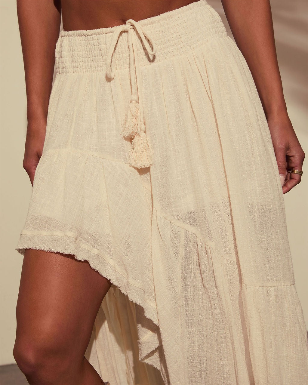 Elastic Waist Asymmetric Casual Skirt