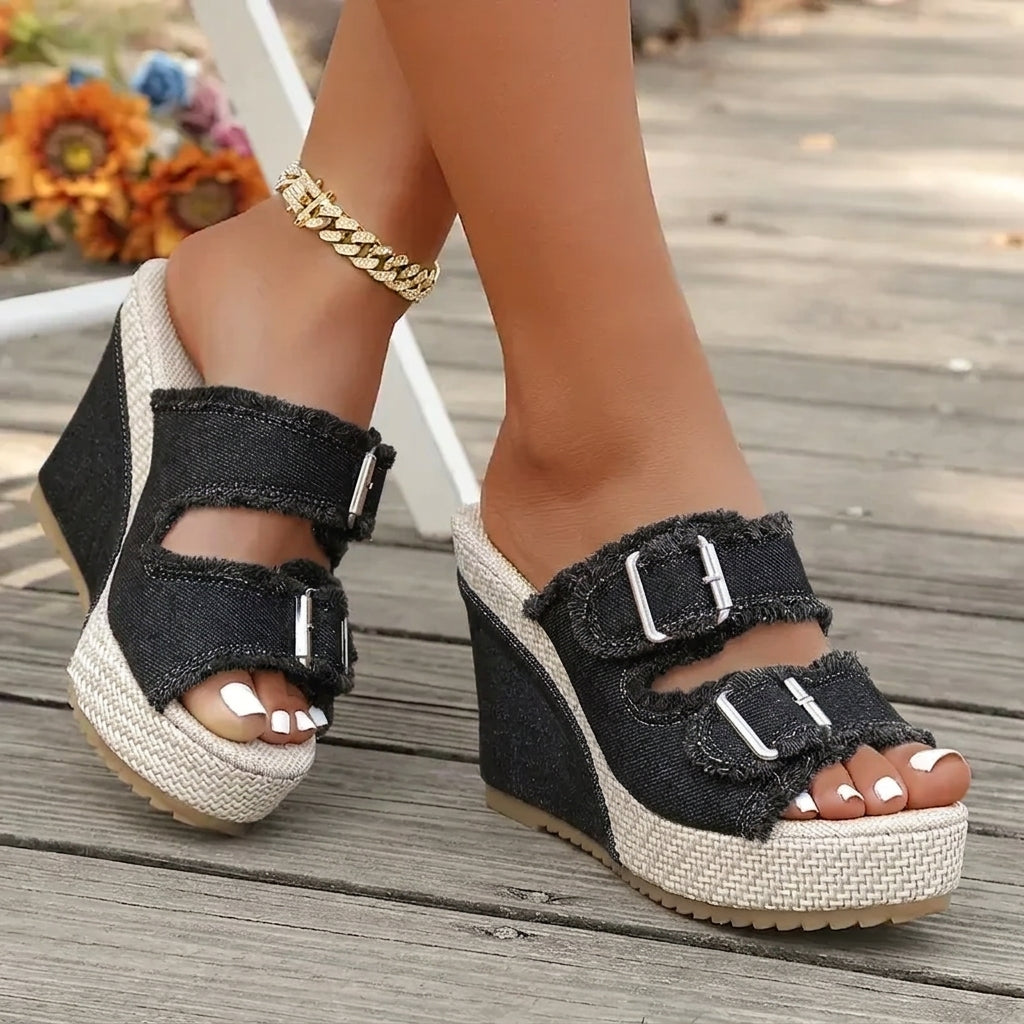Espadrille Wedge Denim Sandals