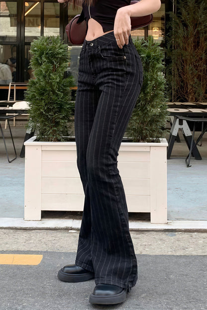 Vintage Striped Micro Flare Pants