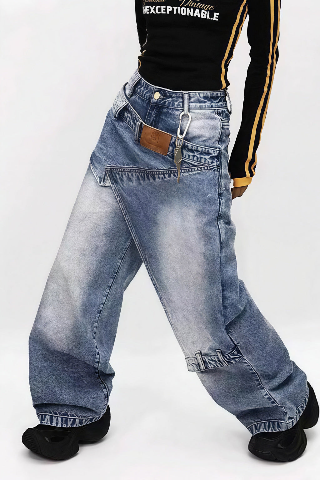 Vintage Fake Two Piece Baggy Jeans