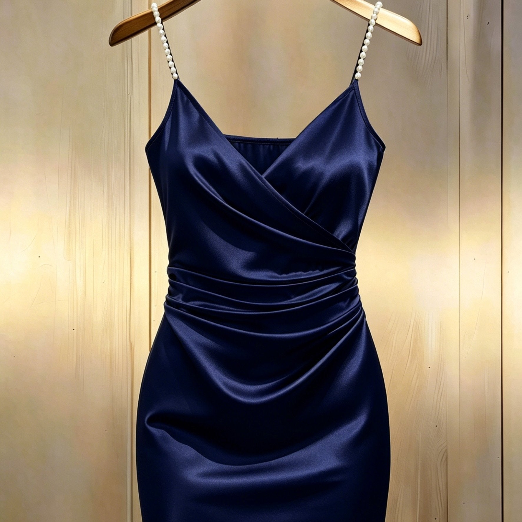 Pearl Strap Wrap Mini Homecoming Dress